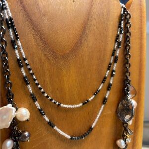 Elegant Black and White Beaded Necklace